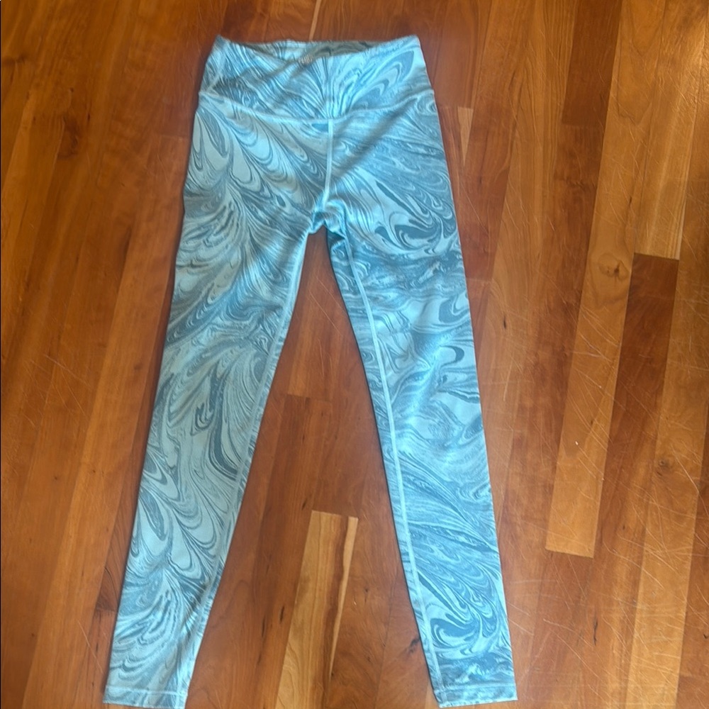 Athleta Blue Marbled Leggings High Waist Performance